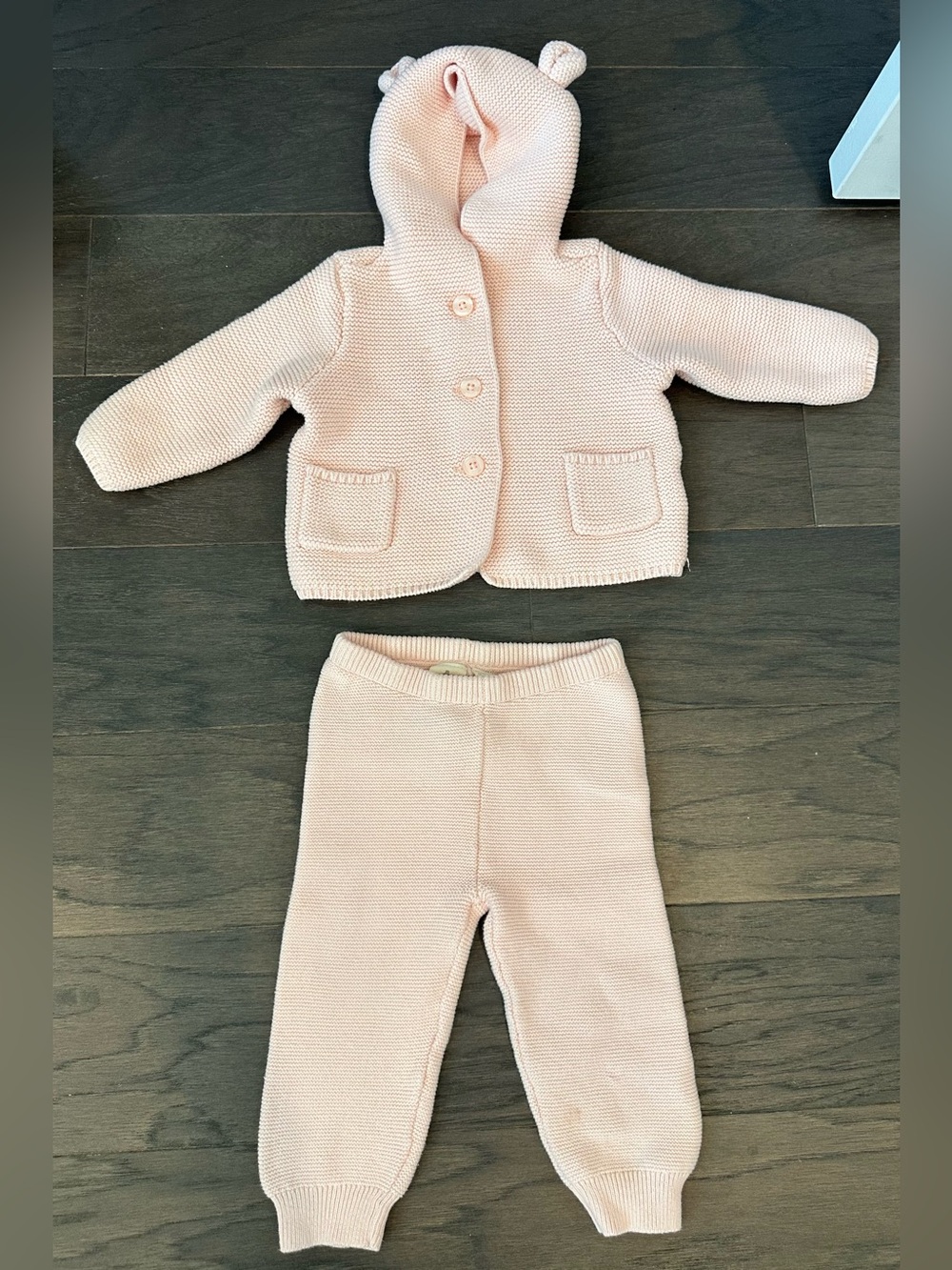 Baby GAP cotton knit sweater set size 6 to 12 months in milkshake pink
